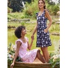 Zeagoo Boho Mini A-line Dress 2025 Womens Summer Dress Casual Ruffle Tiered Floral Square Neck Sundresses Beach with Pockets(Purple Floral)