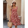 Zeagoo Boho Mini A-line Dress 2025 Womens Summer Dress Casual Ruffle Tiered Floral Square Neck Sundresses Beach with Pockets(Red Floral)
