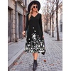 Zeagoo Dresses for Womens Long Sleeve Midi Dress Fall Casual A Line Dress(Black Floral)