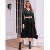 Zeagoo Dresses for Womens Long Sleeve Midi Dress Fall Casual A Line Dress(Black White)