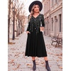 Zeagoo Dresses for Womens Long Sleeve Midi Dress Fall Casual A Line Dress(Black White)