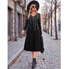 Zeagoo Dresses for Womens Long Sleeve Midi Dress Fall Casual A Line Dress(Black White)