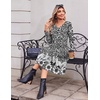 Zeagoo Dresses for Womens Long Sleeve Midi Dress Fall Casual A Line Dress(Black White Floral)