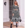 Zeagoo Dresses for Womens Long Sleeve Midi Dress Fall Casual A Line Dress(Black White Floral)