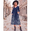 Zeagoo Dresses for Womens Long Sleeve Midi Dress Fall Casual A Line Dress(Blue Floral)