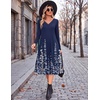 Zeagoo Dresses for Womens Long Sleeve Midi Dress Fall Casual A Line Dress(Blue Floral)