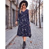 Zeagoo Dresses for Womens Long Sleeve Midi Dress Fall Casual A Line Dress(Blue Loral-2)