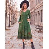 Zeagoo Dresses for Womens Long Sleeve Midi Dress Fall Casual A Line Dress(Green Floral)