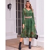Zeagoo Dresses for Womens Long Sleeve Midi Dress Fall Casual A Line Dress(Green Floral)