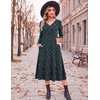 Zeagoo Dresses for Womens Long Sleeve Midi Dress Fall Casual A Line Dress(Green Floral-printed)