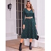 Zeagoo Dresses for Womens Long Sleeve Midi Dress Fall Casual A Line Dress(Green Floral-printed)