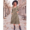 Zeagoo Dresses for Womens Long Sleeve Midi Dress Fall Casual A Line Dress(Khaki Printed)