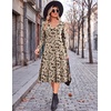 Zeagoo Dresses for Womens Long Sleeve Midi Dress Fall Casual A Line Dress(Khaki Printed)
