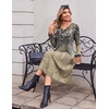 Zeagoo Dresses for Womens Long Sleeve Midi Dress Fall Casual A Line Dress(Leaf Print)