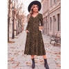 Zeagoo Dresses for Womens Long Sleeve Midi Dress Fall Casual A Line Dress(Leopard Print)