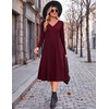 Zeagoo Dresses for Womens Long Sleeve Midi Dress Fall Casual A Line Dress(Red)
