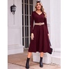 Zeagoo Dresses for Womens Long Sleeve Midi Dress Fall Casual A Line Dress(Red)