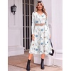 Zeagoo Dresses for Womens Long Sleeve Midi Dress Fall Casual A Line Dress(White Floral)