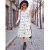 Zeagoo Dresses for Womens Long Sleeve Midi Dress Fall Casual A Line Dress(White Floral)