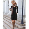 Zeagoo Fall Dresses for Women Long Sleeve Casual Pleated V Neck Dress 2026 A Line Tunic Dress(A-black)