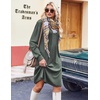 Zeagoo Fall Dresses for Women Long Sleeve Casual Pleated V Neck Dress 2026 A Line Tunic Dress(Army Green)