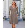 Zeagoo Fall Dresses for Women Long Sleeve Casual Pleated V Neck Dress 2026 A Line Tunic Dress(B26 Brown Floral)
