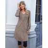 Zeagoo Fall Dresses for Women Long Sleeve Casual Pleated V Neck Dress 2026 A Line Tunic Dress(B26 Brown Floral)