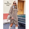 Zeagoo Fall Dresses for Women Long Sleeve Casual Pleated V Neck Dress 2026 A Line Tunic Dress(B26 Brown Floral)