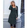 Zeagoo Fall Dresses for Women Long Sleeve Casual Pleated V Neck Dress 2026 A Line Tunic Dress(B26 Green Floral)