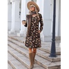 Zeagoo Fall Dresses for Women Long Sleeve Casual Pleated V Neck Dress 2026 A Line Tunic Dress(B26 Maple Leaf)