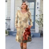 Zeagoo Fall Dresses for Women Long Sleeve Casual Pleated V Neck Dress 2026 A Line Tunic Dress(Beige Floral)