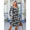 Zeagoo Fall Dresses for Women Long Sleeve Casual Pleated V Neck Dress 2026 A Line Tunic Dress(Black Floral)