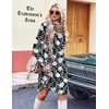 Zeagoo Fall Dresses for Women Long Sleeve Casual Pleated V Neck Dress 2026 A Line Tunic Dress(Black Floral)