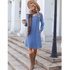 Zeagoo Fall Dresses for Women Long Sleeve Casual Pleated V Neck Dress 2026 A Line Tunic Dress(Blue)