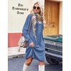 Zeagoo Fall Dresses for Women Long Sleeve Casual Pleated V Neck Dress 2026 A Line Tunic Dress(Blue)