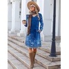 Zeagoo Fall Dresses for Women Long Sleeve Casual Pleated V Neck Dress 2026 A Line Tunic Dress(Blue Floral)