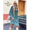 Zeagoo Fall Dresses for Women Long Sleeve Casual Pleated V Neck Dress 2026 A Line Tunic Dress(Blue Green 01)