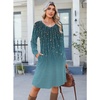 Zeagoo Fall Dresses for Women Long Sleeve Casual Pleated V Neck Dress 2026 A Line Tunic Dress(Blue Green 01)