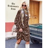 Zeagoo Fall Dresses for Women Long Sleeve Casual Pleated V Neck Dress 2026 A Line Tunic Dress(Brown Floral)