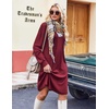 Zeagoo Fall Dresses for Women Long Sleeve Casual Pleated V Neck Dress 2026 A Line Tunic Dress(Burgundy)