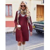 Zeagoo Fall Dresses for Women Long Sleeve Casual Pleated V Neck Dress 2026 A Line Tunic Dress(Burgundy)