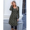 Zeagoo Fall Dresses for Women Long Sleeve Casual Pleated V Neck Dress 2026 A Line Tunic Dress(C26 Black Flower)