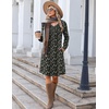 Zeagoo Fall Dresses for Women Long Sleeve Casual Pleated V Neck Dress 2026 A Line Tunic Dress(C26 Black Flower)