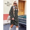 Zeagoo Fall Dresses for Women Long Sleeve Casual Pleated V Neck Dress 2026 A Line Tunic Dress(C26 Black Flower)
