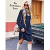 Zeagoo Fall Dresses for Women Long Sleeve Casual Pleated V Neck Dress 2026 A Line Tunic Dress(C26 Navy Dot)