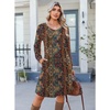 Zeagoo Fall Dresses for Women Long Sleeve Casual Pleated V Neck Dress 2026 A Line Tunic Dress(Chic Printed)