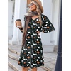 Zeagoo Fall Dresses for Women Long Sleeve Casual Pleated V Neck Dress 2026 A Line Tunic Dress(Halloween Print)