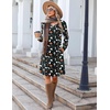 Zeagoo Fall Dresses for Women Long Sleeve Casual Pleated V Neck Dress 2026 A Line Tunic Dress(Halloween Print)