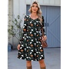 Zeagoo Fall Dresses for Women Long Sleeve Casual Pleated V Neck Dress 2026 A Line Tunic Dress(Halloween Print)