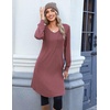 Zeagoo Fall Dresses for Women Long Sleeve Casual Pleated V Neck Dress 2026 A Line Tunic Dress(Mauve)